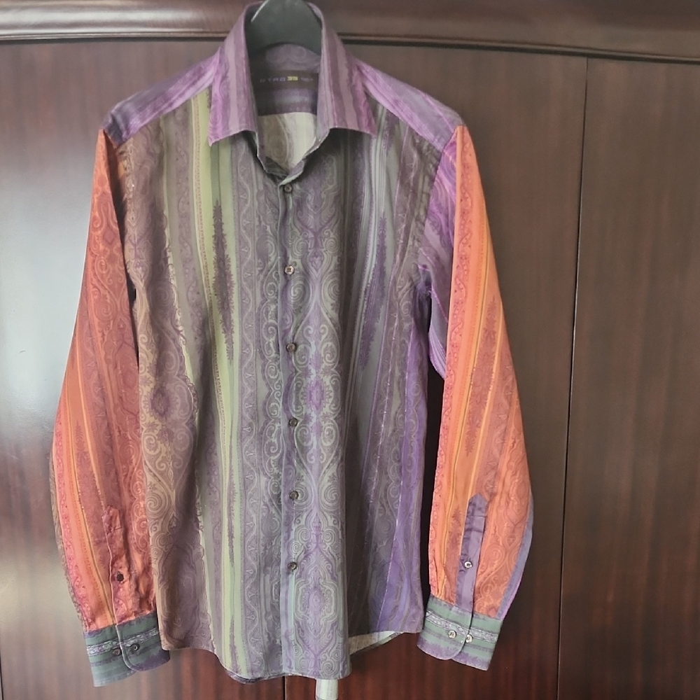 Etro Purple and Orange Striped Men's Shirt